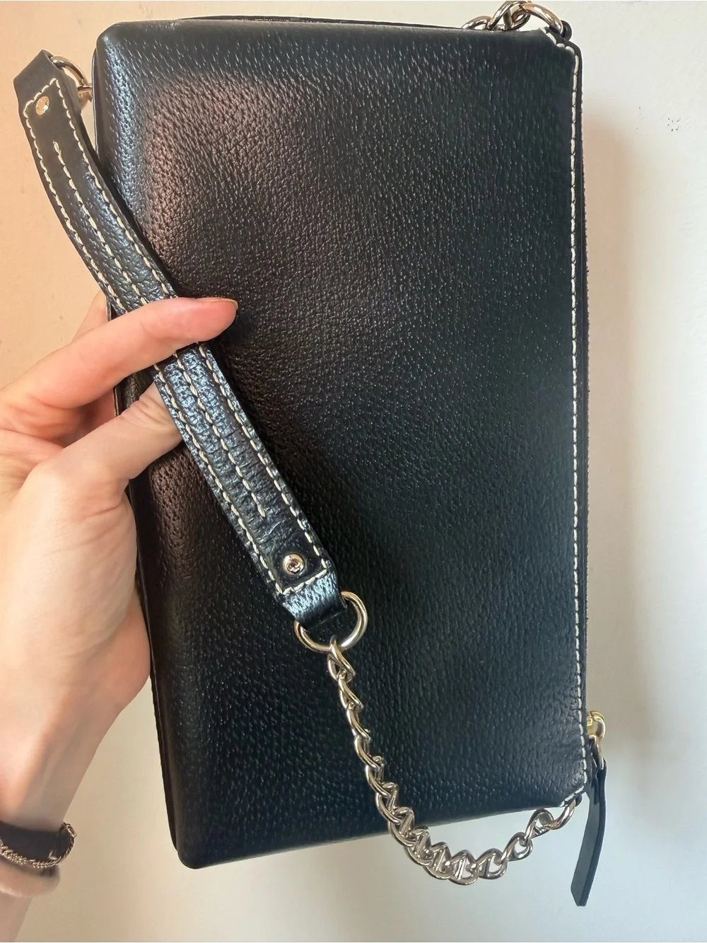 kate spade Black Pebbled Leather Chain Shoulder Bag